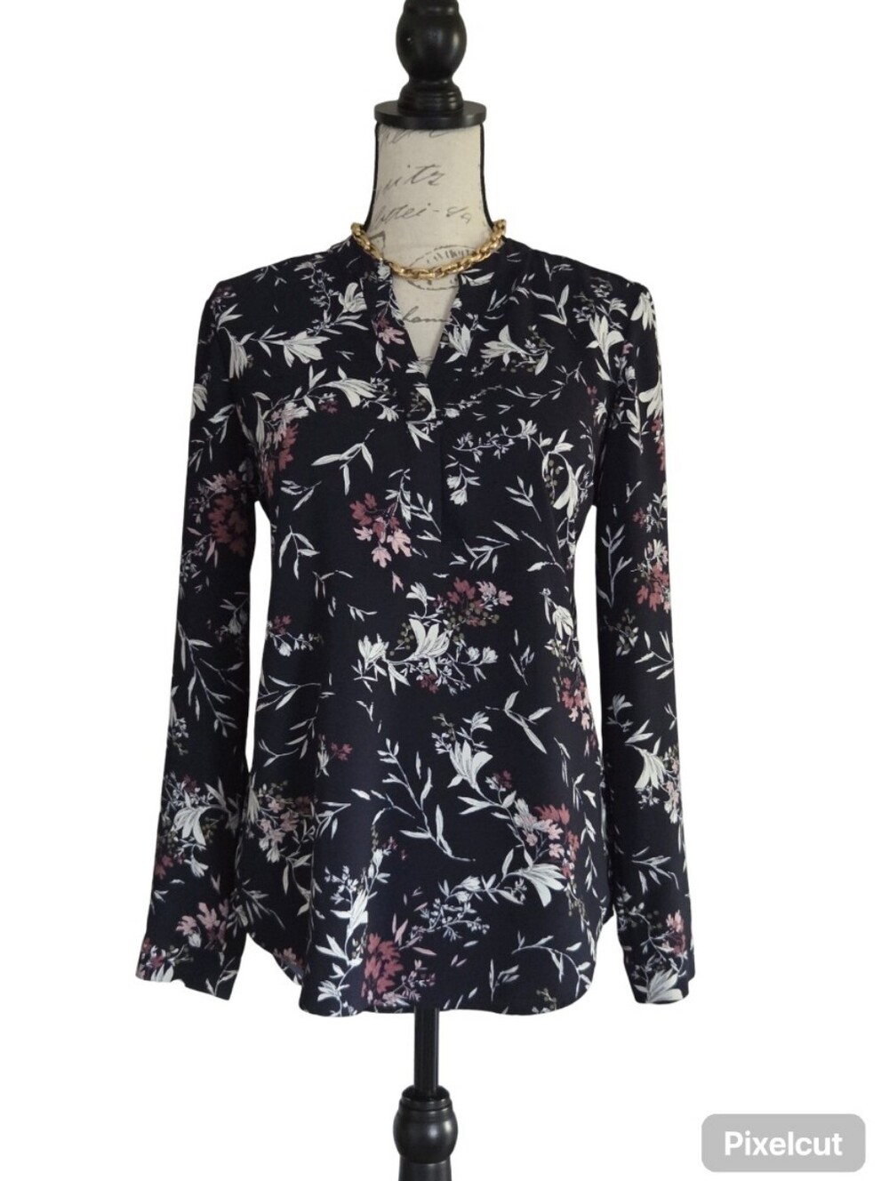 Hilary Radley Navy Blouse.